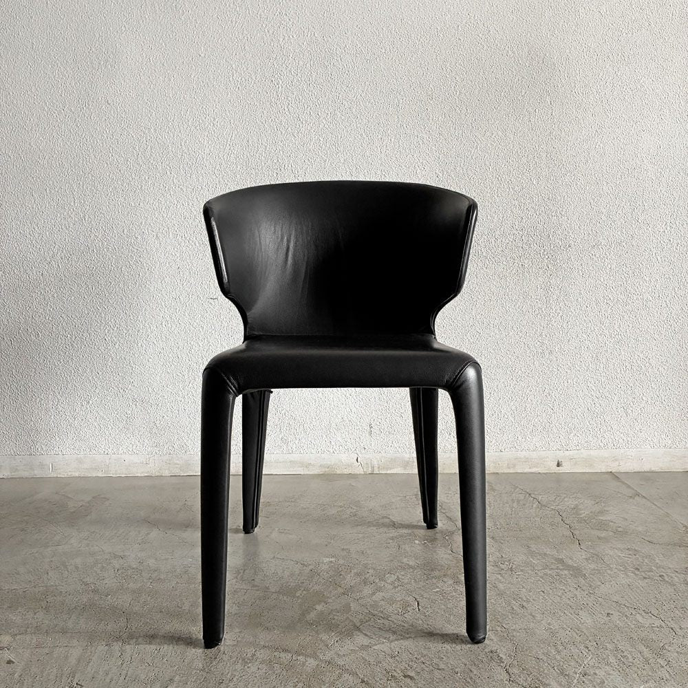 カッシーナ Cassina オラ 367 HOLA アームチェア ダイニングチェア 本革 ブラックレザー ハンス・ウェッツスタイン イタリア 定価￥429,000- 〓