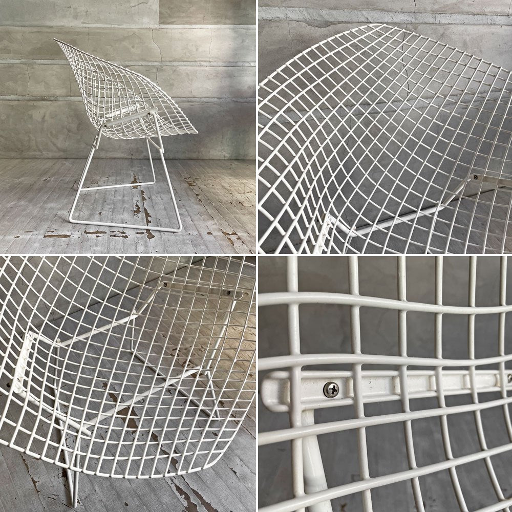 ノル Knoll ビンテージ ダイヤモンドチェア Diamond Chair ハリー・ベルトイア Harry Bertoia ホワイトフレーム ミッドセンチュリー ♪