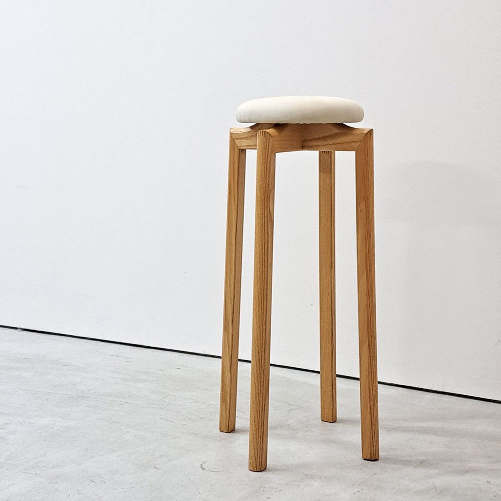 匠工芸 TAKUMI マッシュルームスツール MUSHROOM ハイスツール Lサイズ ファブリック座面  ホワイトアッシュ材 旭川家具 B ●