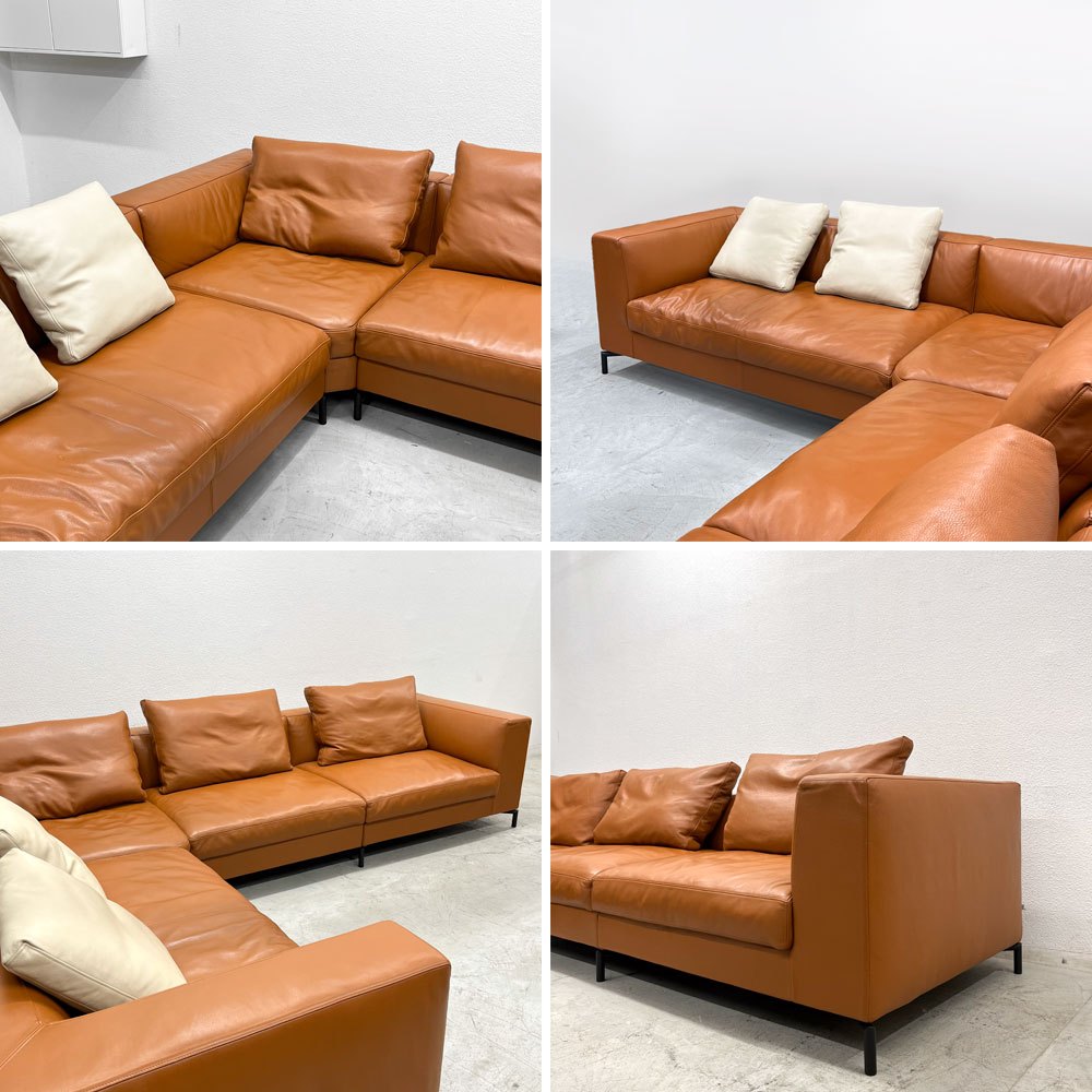 アイラーセン eilersen サバンナ SAVANNA システムソファ L字ソファ 左・右アーム ＋コーナー ＋ アームレス 4点セット 本革 ブラウン デンマーク ACTUS取扱 〓