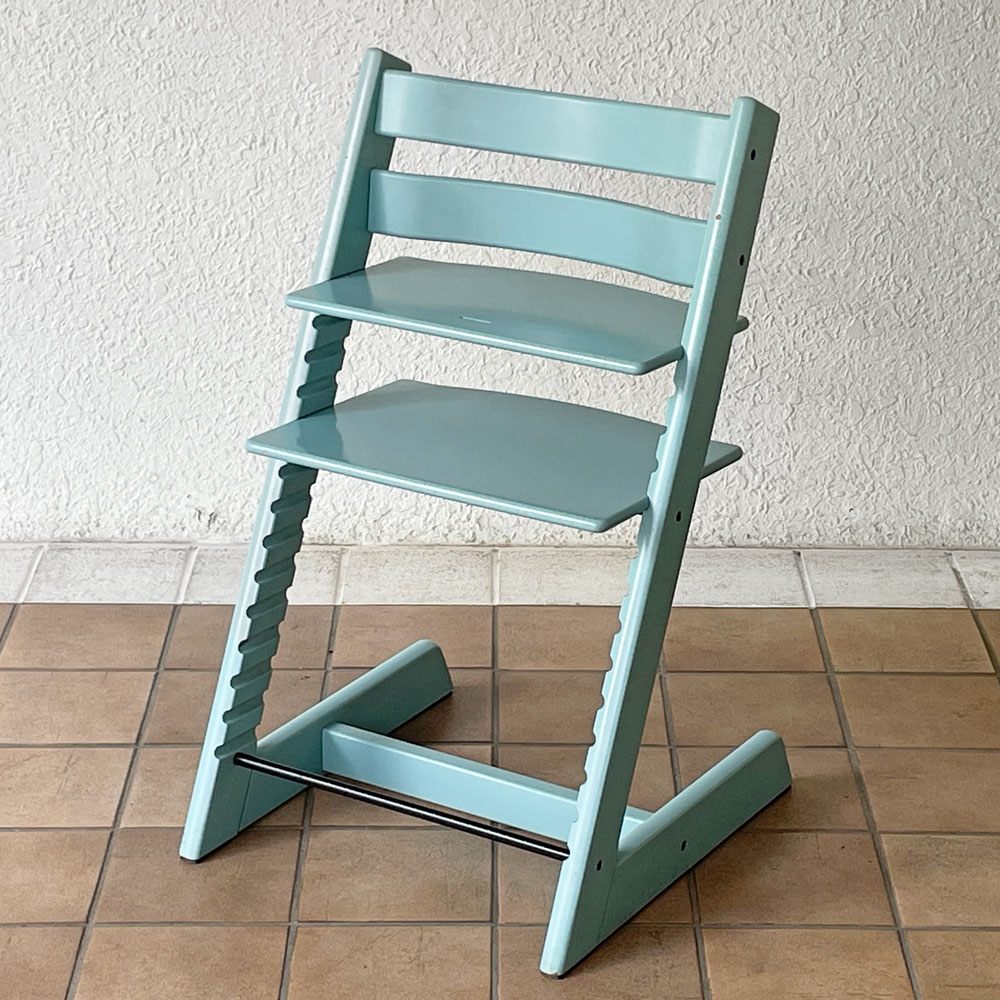 ストッケ STOKKE トリップトラップ TRIPP TRAPP ベビーチェア キッズチェア S/N無し ガード・グライダー付き アクアブルー ノルウェー 北欧家具 ◇