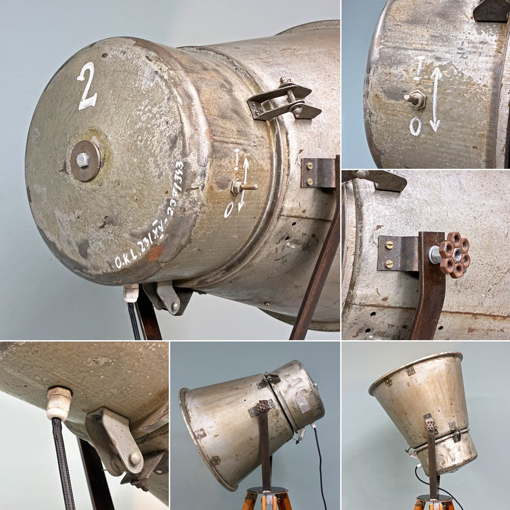 ビンテージ Vintage トライポッド フロアスタンド 3脚 リメイク フロアランプ インダストリアル スポットライト 測量機 店舗什器 ◎