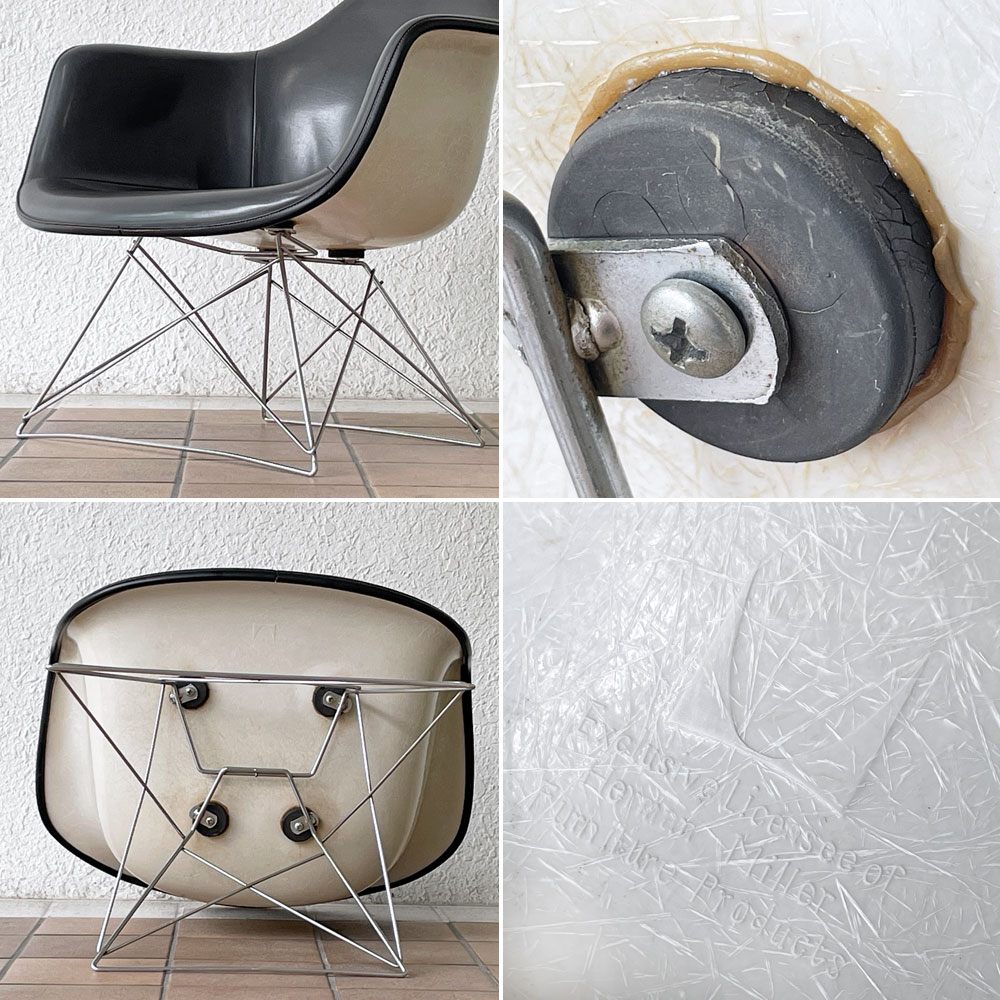 ハーマンミラー Herman Miller アームシェルチェア セカンド 2nd ナウガレザー キャッツクレイドル MFS製 イームズ ◇