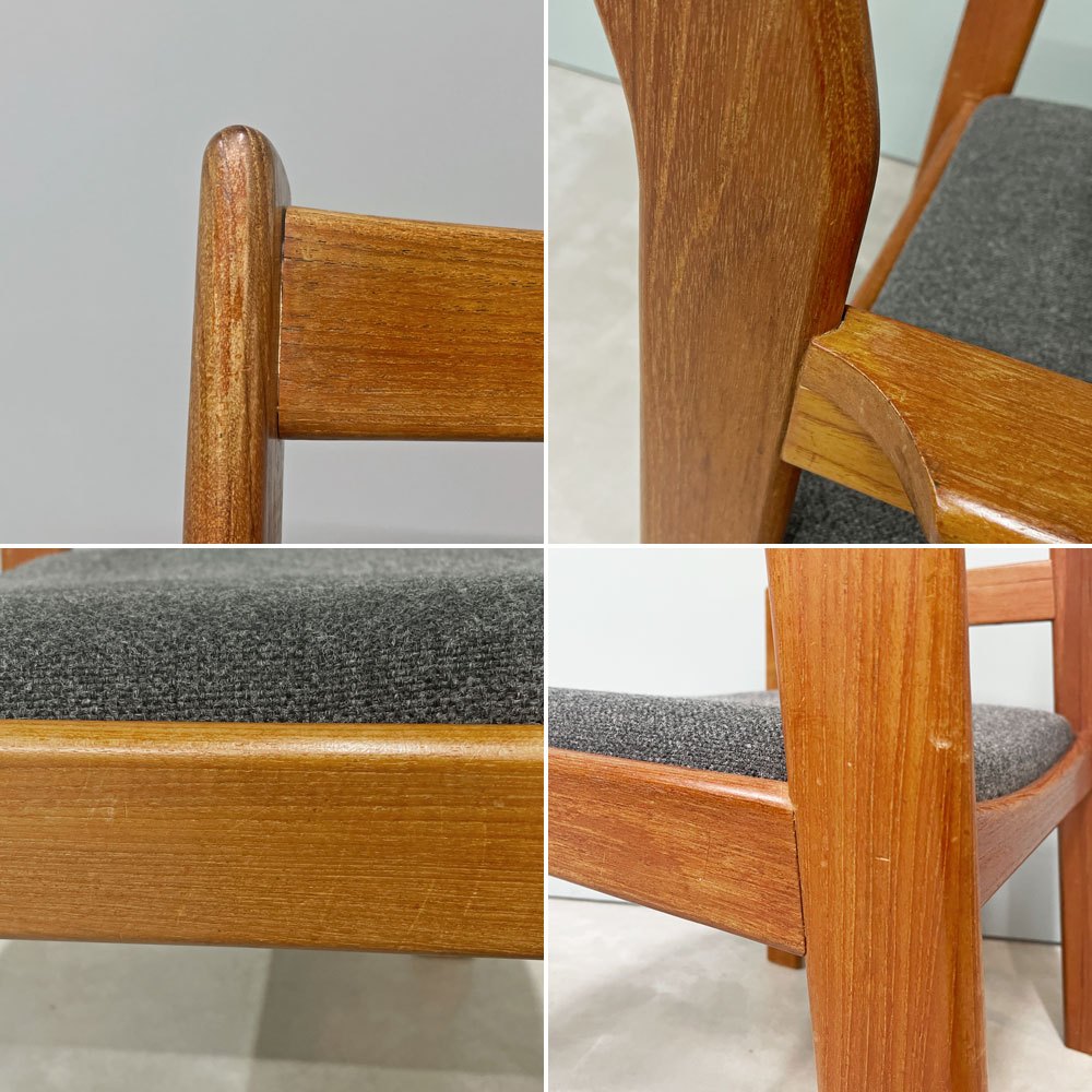 辻木工 TSUJI MOKKO チーク材 ダイニング アームチェア ファブリック張替済み ビンテージ vintage 北欧スタイル A ◎