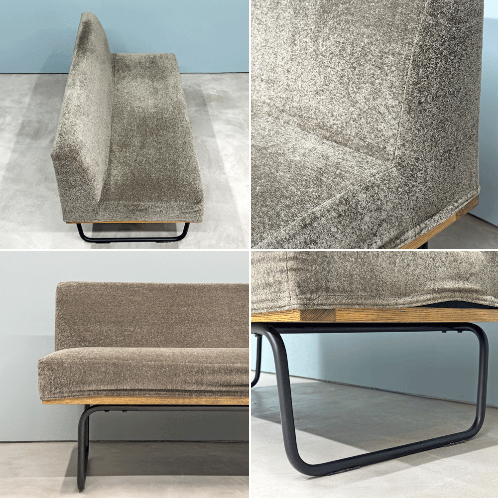 リセノ Re:CENO ワイリー WIRY 2人掛けソファ ベンチ クリンプ生地 グレー カバーリング スチール脚 ビンテージスタイル 定価￥86,800- ◎