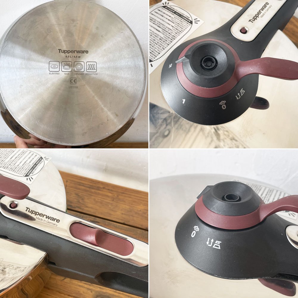 タッパーウェア Tupperware 圧力鍋 プレッシャークッカー Pressure Cooker 4.5L すのこ 三脚付 ステンレス ドイツ製 定価 45,000円 ★