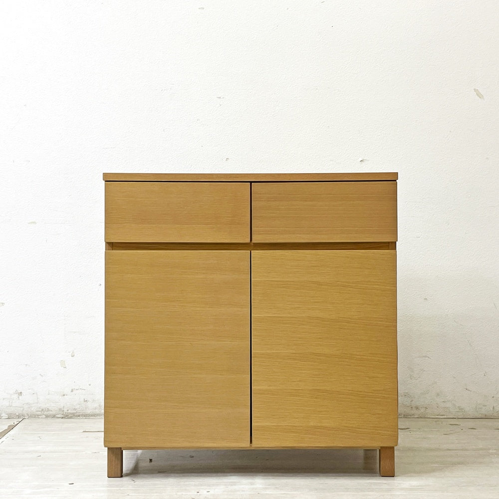 無印良品 MUJI オーク材 キャビネット W80cm 木製扉 木製収納 ナチュラル シンプルモダン ●