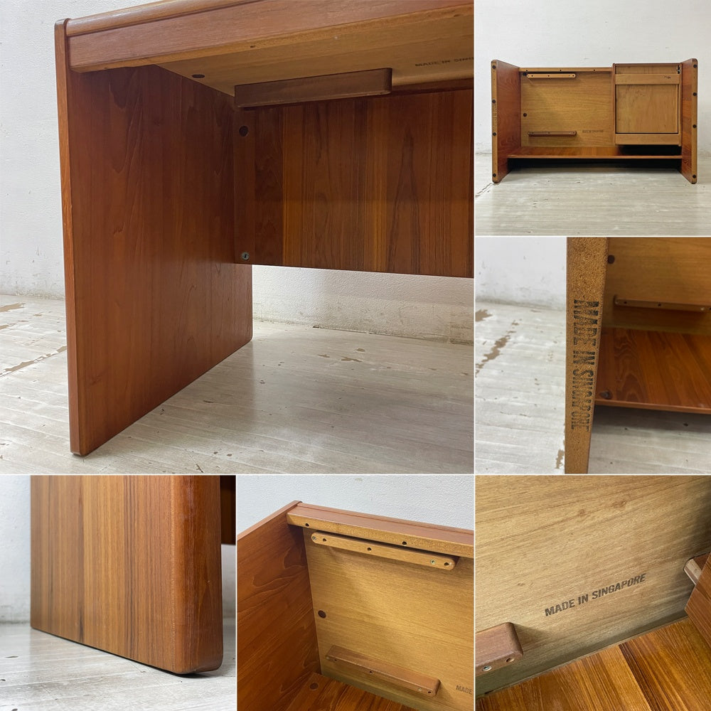 ディースキャン D-SCAN Captain Line チーク材 片袖デスク 抽斗3杯 真鍮ハンドル 北欧 デンマーク ●