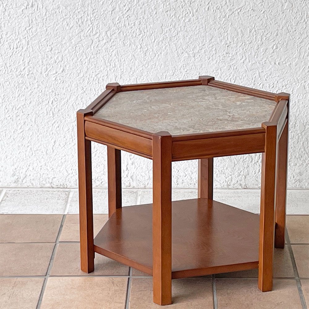 アクメファニチャー ACME Furniture ブルックス BROOKS ヘキサゴンテーブル HEXAGON TABLE リノリウムトップ サイドテーブル H40cm オーク材 グレー 定価￥33,000- ◇