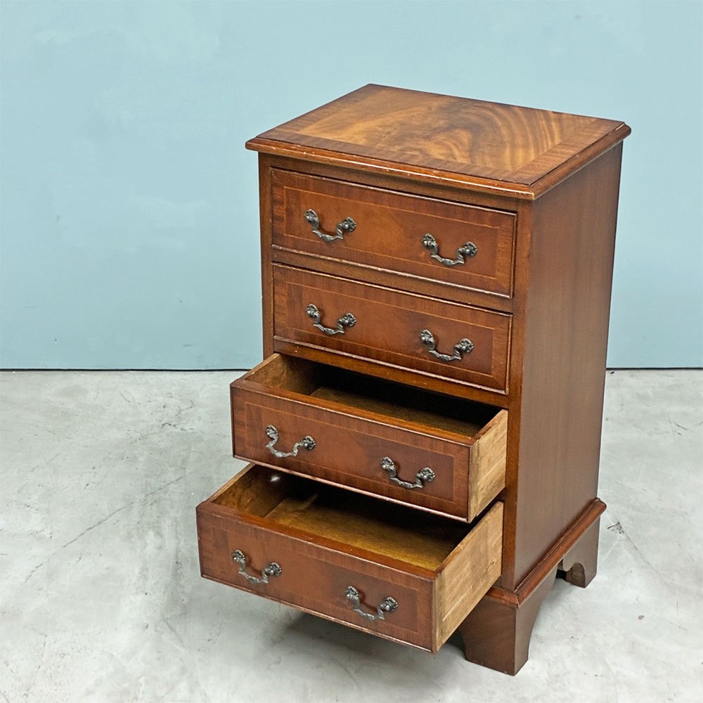 UKビンテージ UK vintage マホガニー材 コンパクトチェスト 4ドロワー H75.8cm 英国家具 ◎
