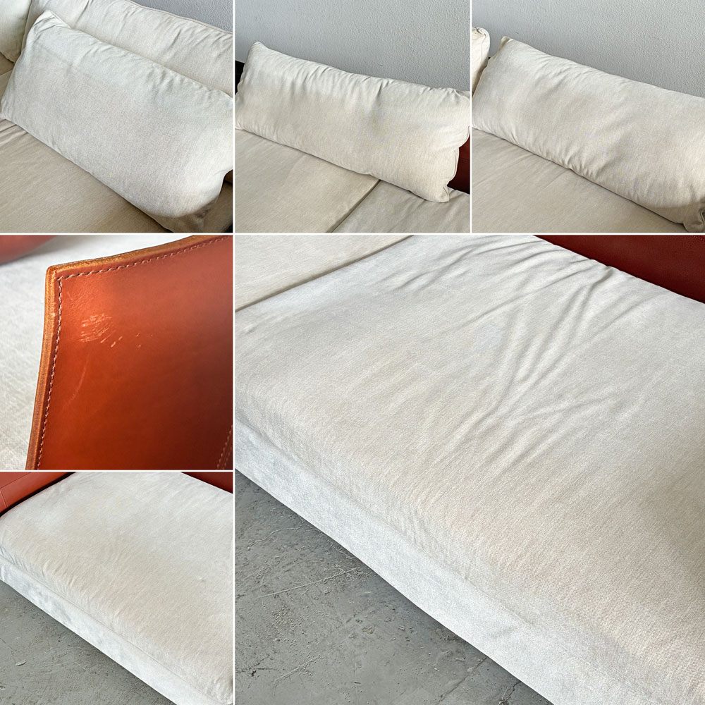 リッツウェル Rizwel ライトフィールド モデュラーソファ LIGHT FIELD MODULAR SOFA ファブリック オフホワイト系 本革 テラコッタ W248cm ラグジュアリーモダンテイスト 定価約179万円 〓