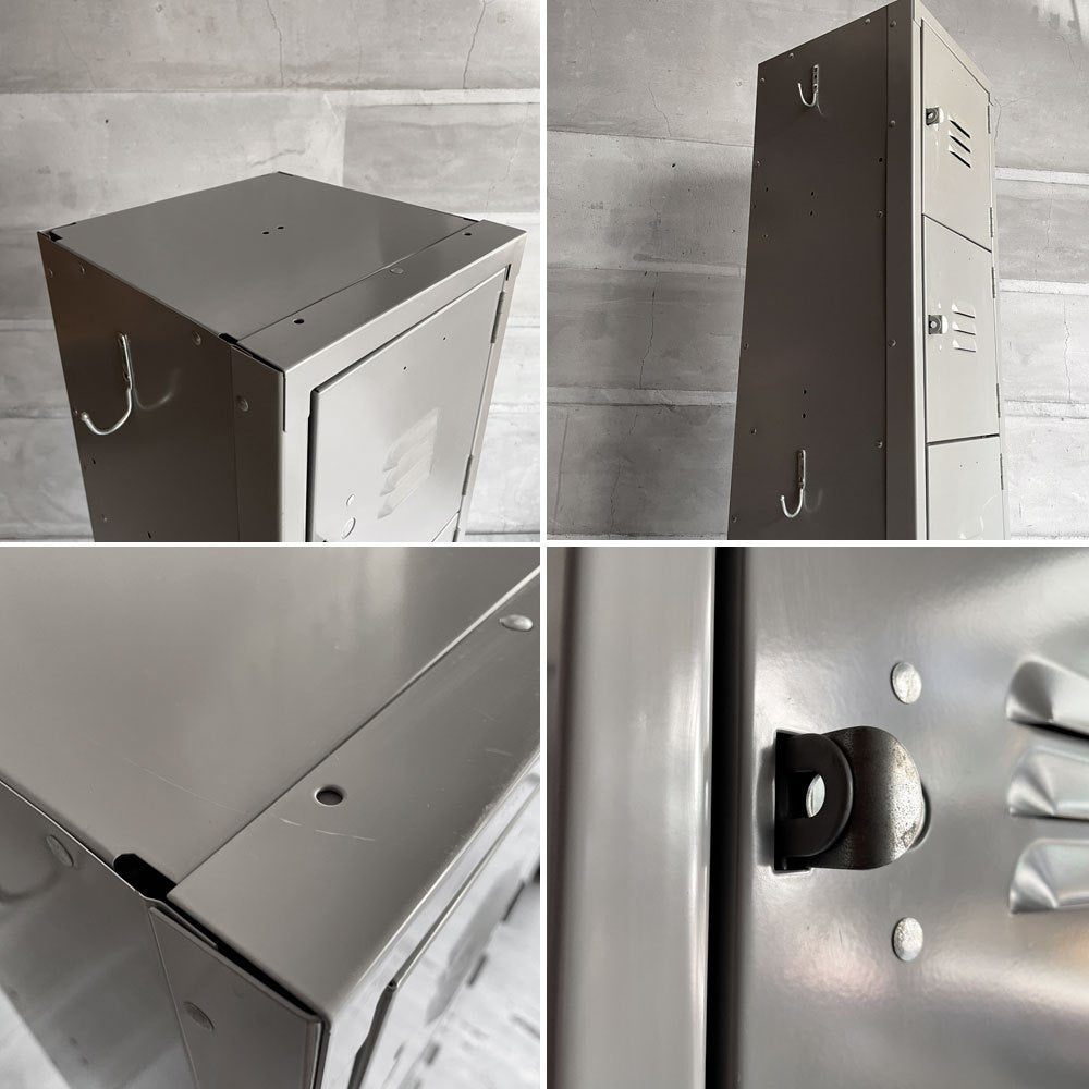 リオン LYON 4段スチールロッカー Standard Steel Four Tier Locker ダブグレー フック付 インダストリアル 店舗什器 ♪