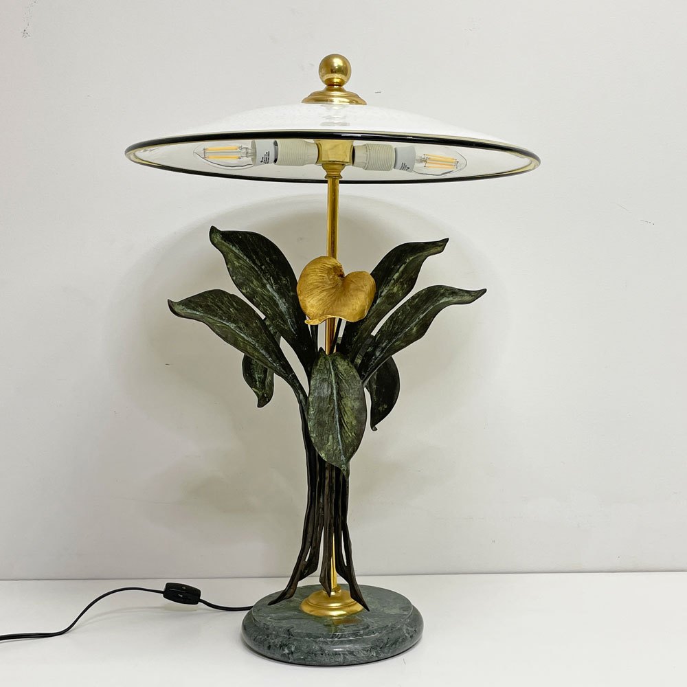 オリジナーレ L’originale ビンテージ テーブルランプ 2灯 ガラスシェード 水草 Lanciotto Galeottiデザイン イタリア ●