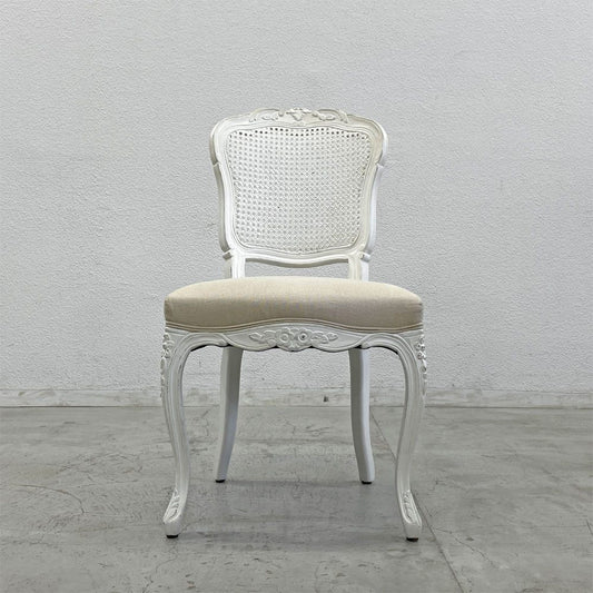 サラグレース Sarah Grace SGD デビュー ダイニングチェア DEBUT DINING CHAIR CHARM BD WHITE&NATURAL LINEN ラタンバック アンティーク風 オーク材 参考価格約55,000円 D〓