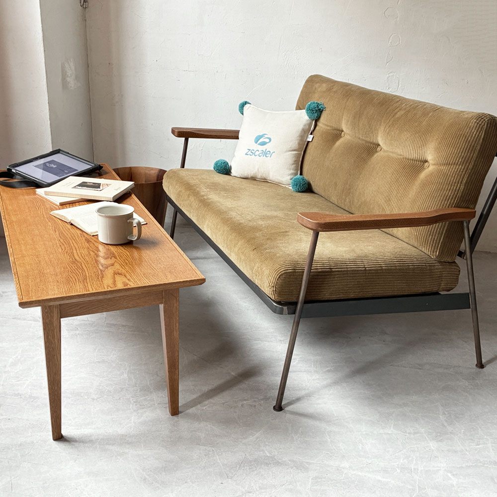 トラックファニチャー TRUCK FURNITURE HR2シーター ソファ HR SOFA 2-SEATER グリーン コーデュロイ ナラ無垢材 アイアン 工業系デザイン ★