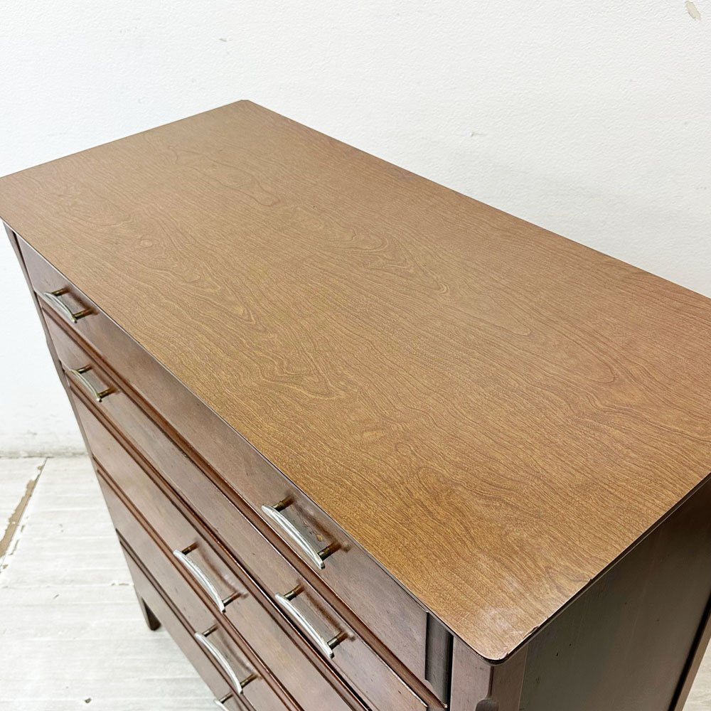 B.P.John Furniture トールチェスト デコラトップ 米軍家具 USビンテージ ミッドセンチュリー 現状品 ●