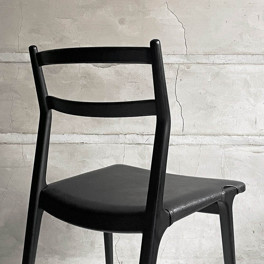 天童木工 TENDO インパラチェア Impala Chair ダイニングチェア ブラック レザー 本革 佐々木敏光 ジャパニーズミッドセンチュリーモダン C  ♪