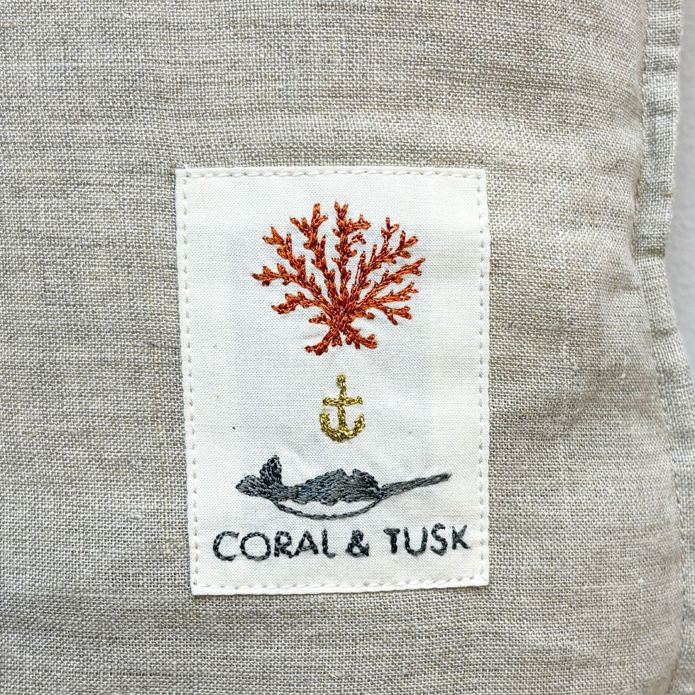 コーラルアンドタスク Coral & Tusk ファンシーキャット Fancy Cat 30×40cm クッション  リネン カバーリング 刺繍 ●