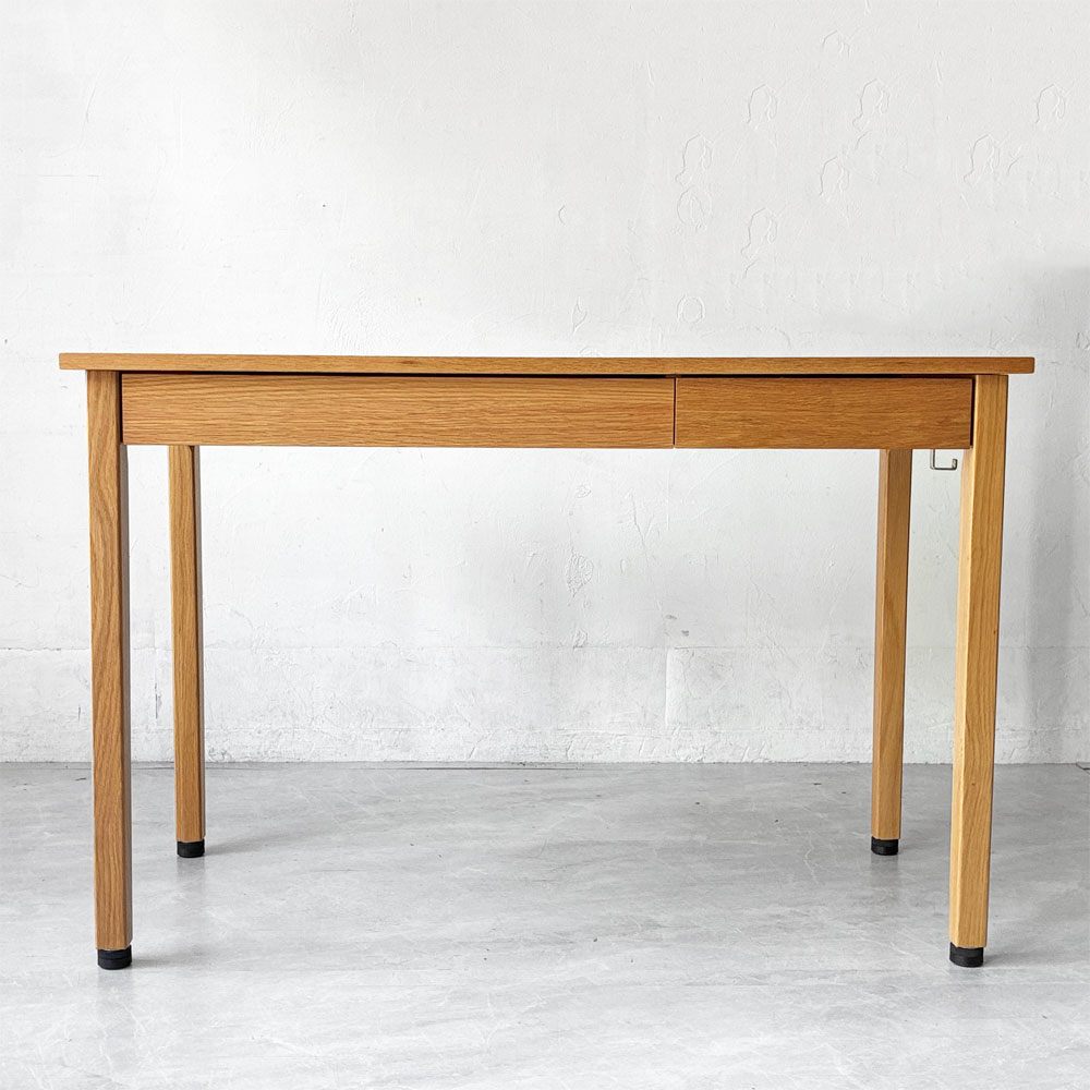 無印良品 MUJI パーソナルデスク 学習机 W110 抽斗2杯 サイドフック アジャスター付 オーク無垢材 ナチュラル ★