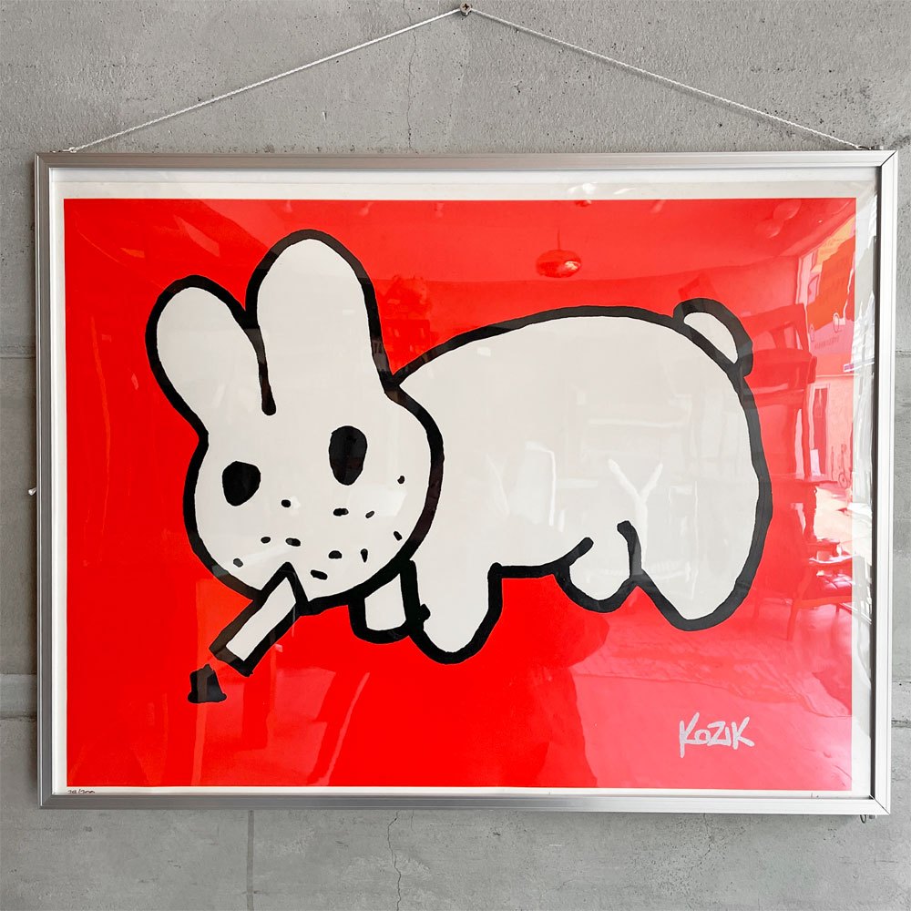 フランク・コジック Frank Kozik スモーキンバニー Smoking Rabbit シルクスクリーン レッド エディションナンバー入り 額装品 ♪