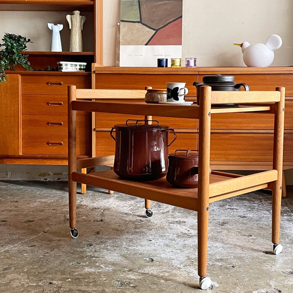 デンマーク ビンテージ Danish Vintage オーク材 ワゴン トローリー 2段 キャスター付き W71.5cm 北欧家具 北欧ビンテージ ■