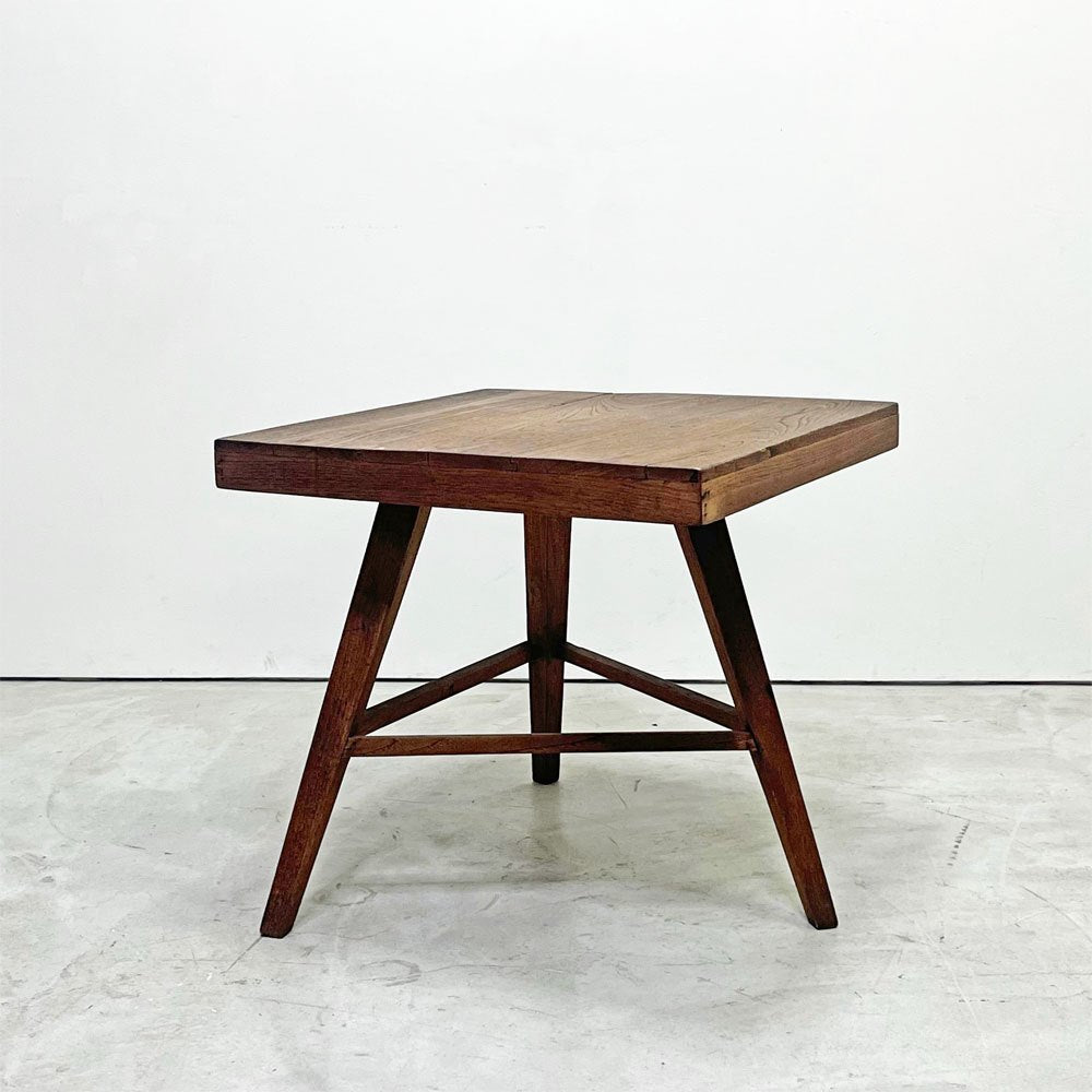 キコ QUICO オリジナル コーヒーテーブル サイドテーブル スクエア 3本脚 チーク無垢材 W54cm H52cm ●