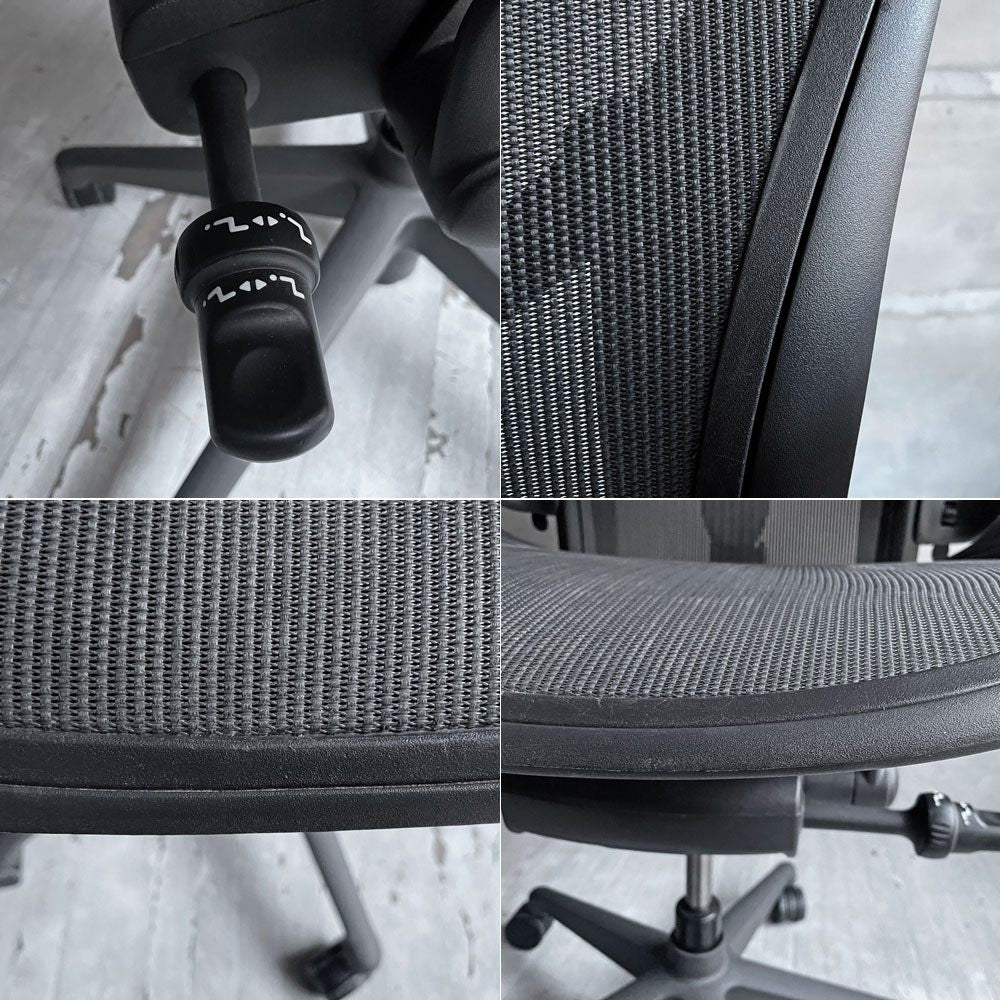 ハーマンミラー Herman Miller アーロンチェア リマスタード フル装備 Cサイズ デスクチェア オフィスチェア グラファイトベース ポスチャーフィットSL ヘッドレスト付き ♪