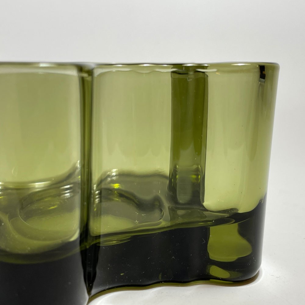 イッタラ iittala アルヴァ・アアルトコレクション Alvar Aalto Collection キャンドルホルダー 55mm モスグリーン 箱付 廃番 北欧雑貨 B ★