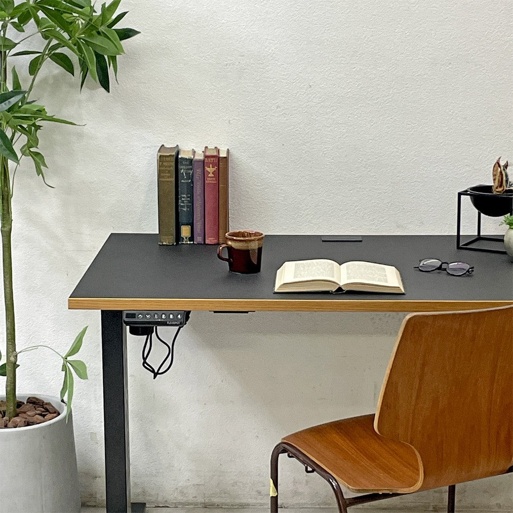 かなでもの KANADEMONO ザ・テーブル THE TABLE 電動昇降脚 FlexiSpot リノリウム天板 ブラック 参考価格約144,800円 ●