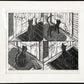 マーサ・パウロス Martha Paulos インオアアウト In or Out リノカット版画 60×50cm ハンドサイン入り 3/50 額装品 アメリカ ◎