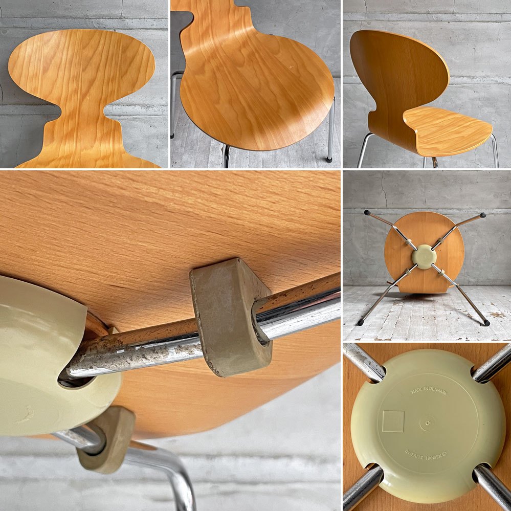 フリッツハンセン Fritz Hansen 3101 アントチェア 4本脚 ナチュラルビーチ材 ラッカー仕上げ アルネ・ヤコブセン 北欧家具 C ♪