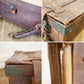 ビンテージ Vintage レザートランク スーツケース ストラップ留め ブラウン 店舗什器 鍵欠品 現状品 ◎