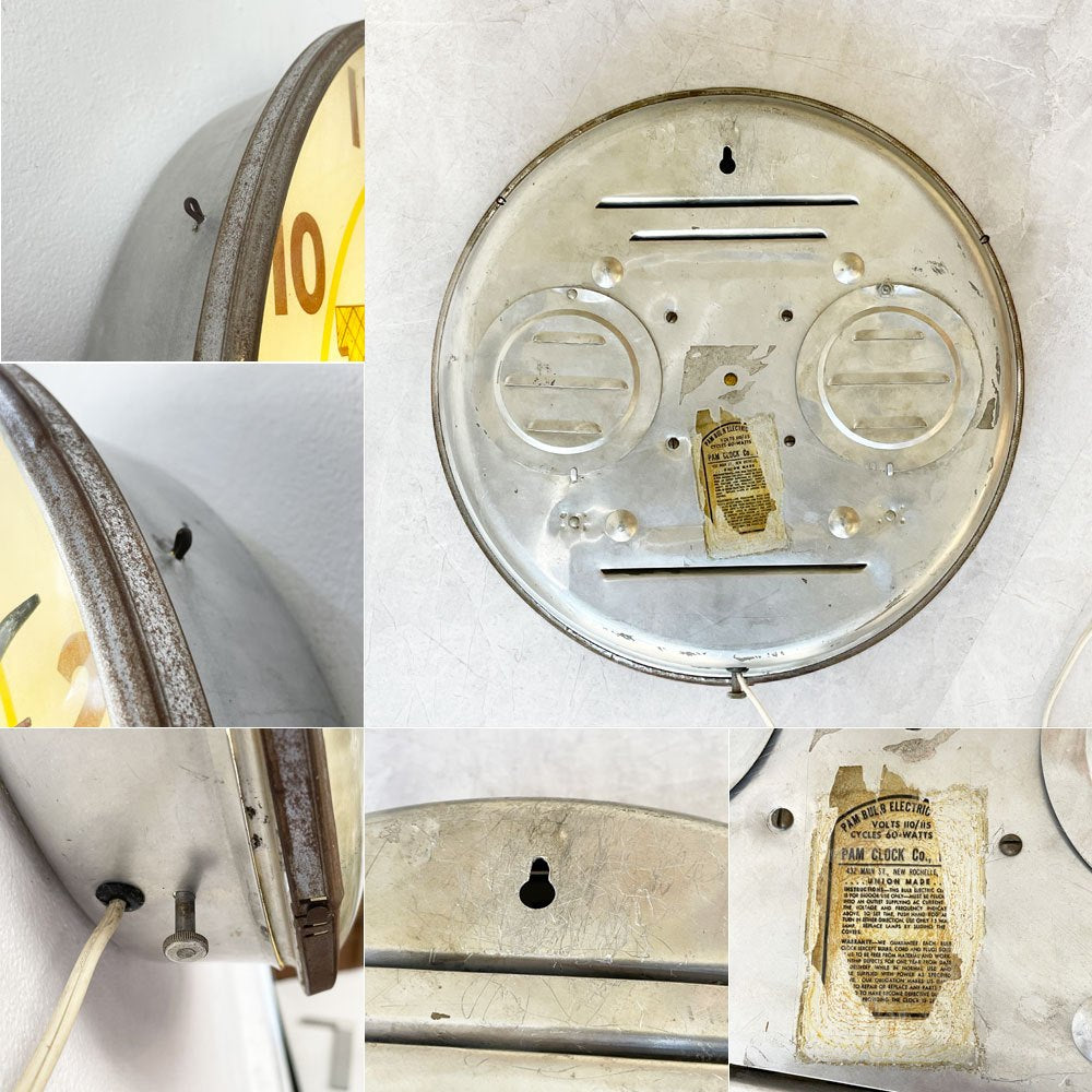 PAM Clock Co. Thrifty Stamps 電飾サインクロック 照明付き時計 USビンテージ  50s 60s 時計不動 ★