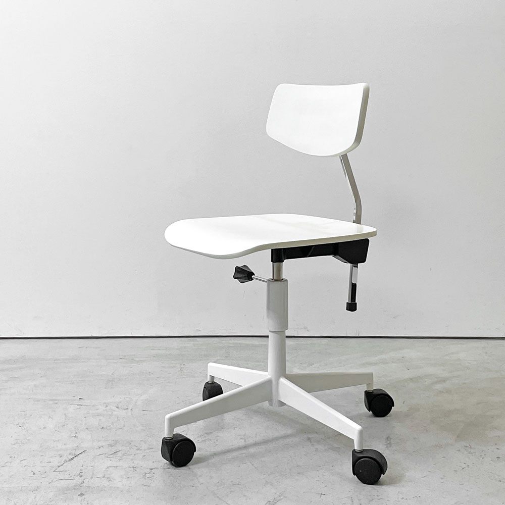ラボファ Labofa デスクチェア オフィスチェア プライウッド ホワイト ダブルホイール 高さ調整可 デンマーク製 北欧家具 ●