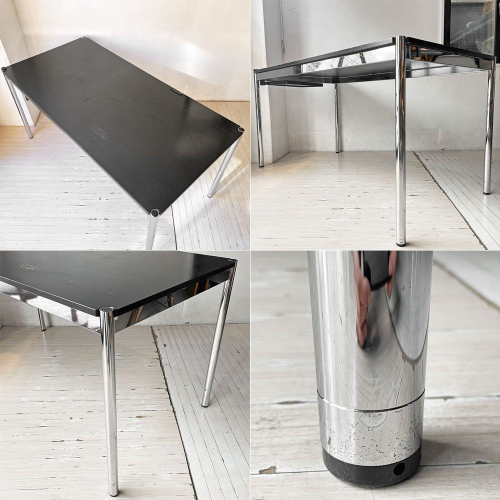ユーエスエムハラー USMハラー USM Haller モジュラーファニチャー ハラーテーブル ワークデスク W150cm オーク材 ブラック ペントレー＆トロメオ用パーツ付き 高さ調整リング付き+H2cm ★
