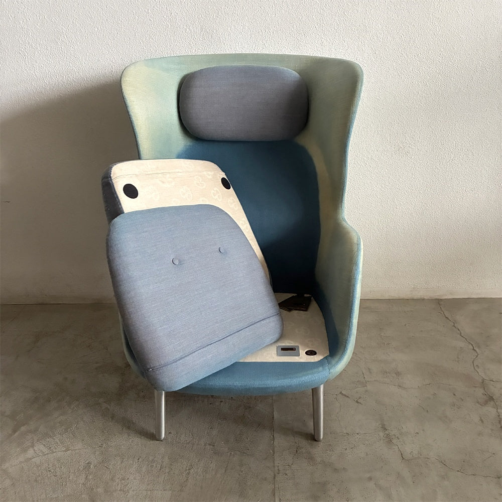 フリッツハンセン Fritz Hansen ロオチェア RO JH1 ラウンジチェア ファブリック Faded Denim Blue アルミベース ハイメ・アジョン 現行定価￥526,680以上 〓