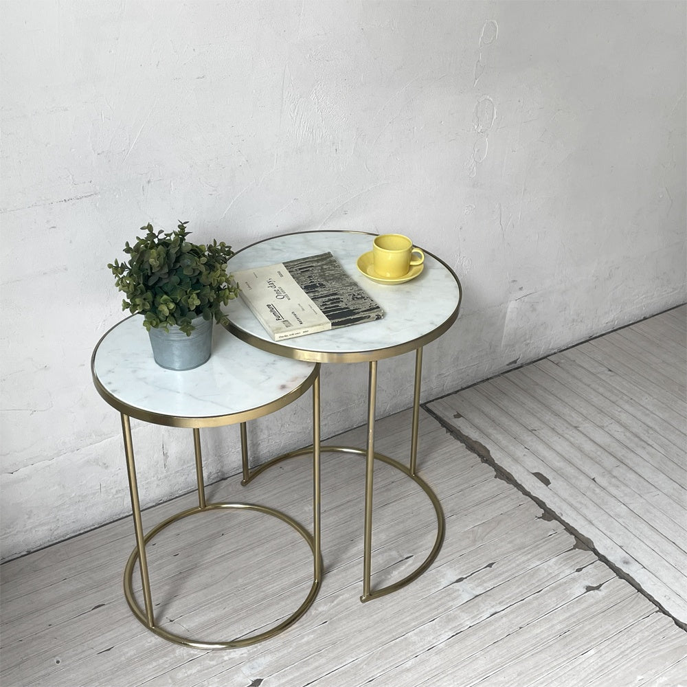 ザラホーム ZARA HOME ネストテーブル 2連 大理石 マーブル モダンデザイン ★