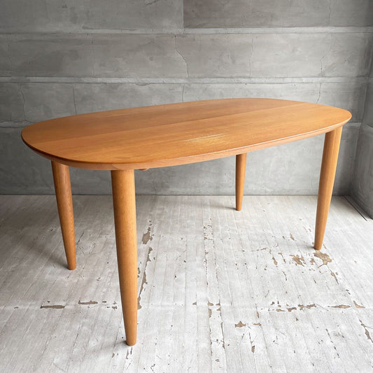 日進木工 Nissin ホワイトウッド WHITE WOOD ダイニングテーブル オーバル型 オーク無垢材 ウレタン塗装 廃番 ♪