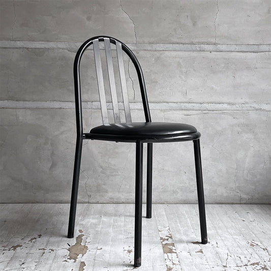 フランスビンテージ French Vintage ステヴァンチェア Stevens Chair モデルC Model C ブラック レザー クッションシート ロベール・マレ＝ステヴァンス 刻印有 A ♪