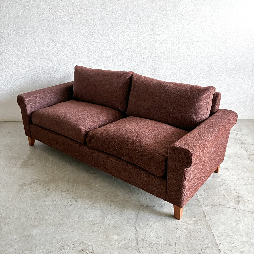 トラックファニチャー TRUCK FURNITURE FK ソファ 3シーター W204cm ウォールナット無垢材 × イタリア製 生地 褐色系 参考価格約55万円の品 〓