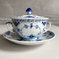 ロイヤルコペンハーゲン ROYAL COPENHAGEN ブルーフルーテッド ハーフレース スープカップ&ソーサー 陶器 北欧食器 廃番 箱付き 未使用 E ♪