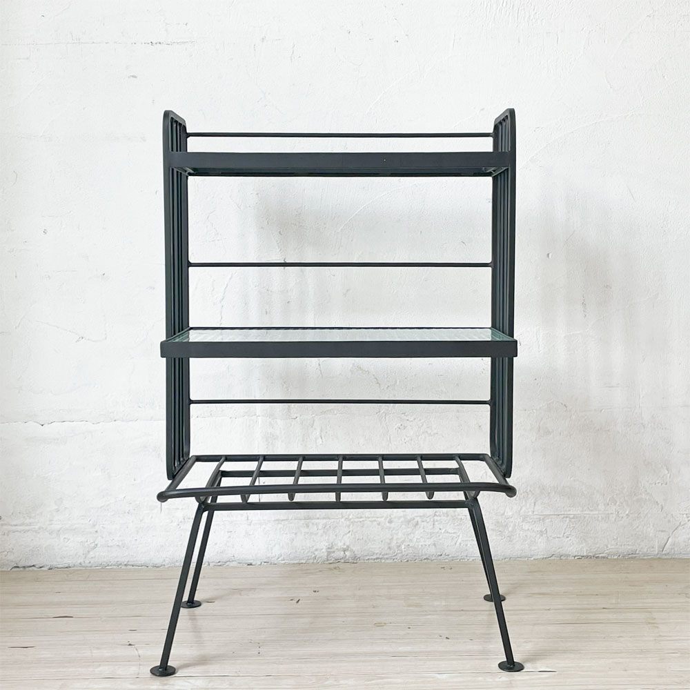 ウニコ unico ステラ STELLA スモールシェルフ 3段 ストライプガラス×アイアンフレーム W40cm 定価￥19,580- 廃番 ★