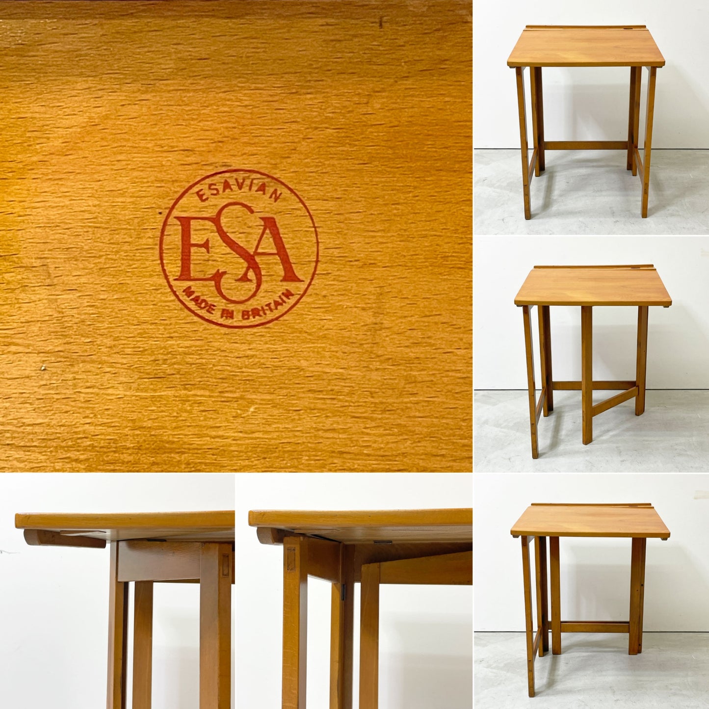 エサビアン Esavian イギリスビンテージ フォールディング スクールデスク 折り畳み 学校机 UKビンテージ vintage 1962年 ミッドセンチュリー ●