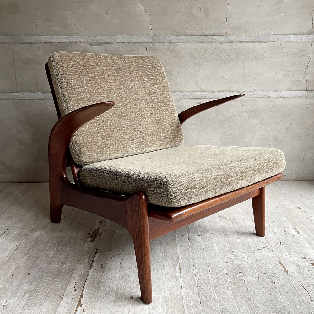ギムソン＆スレーター Gimson & Slater ローバックラウンジチェア 1Pソファ チーク無垢材 Rolf Rastad & Adolf Relling ワイヤースプリング UKビンテージ ♪