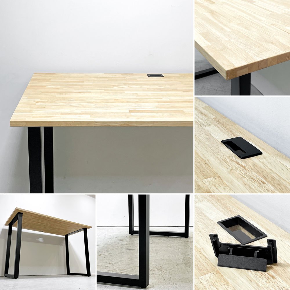 かなでもの KANADEMONO ザ・テーブル THE TABLE スタンディングデスク 160×80cm ラバーウッド天板 スクエアレッグ 配線孔キャップ付き 合計定価 ￥70,500- ●