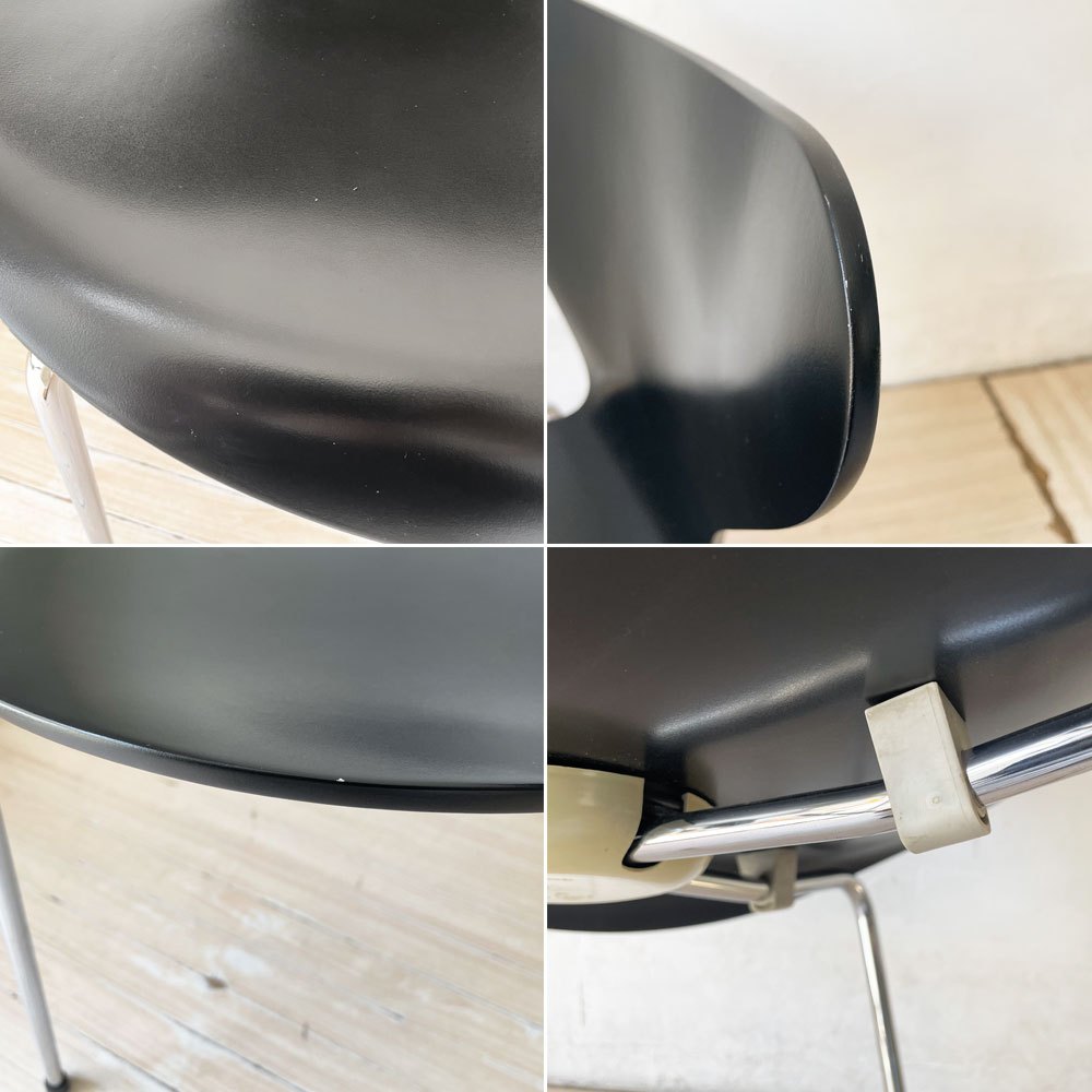 フリッツハンセン Fritz Hansen セブンチェア ダイニングチェア ブラック ラッカー再塗装 アルネ・ヤコブセン デンマーク スタッキングチェア 北欧家具 ★