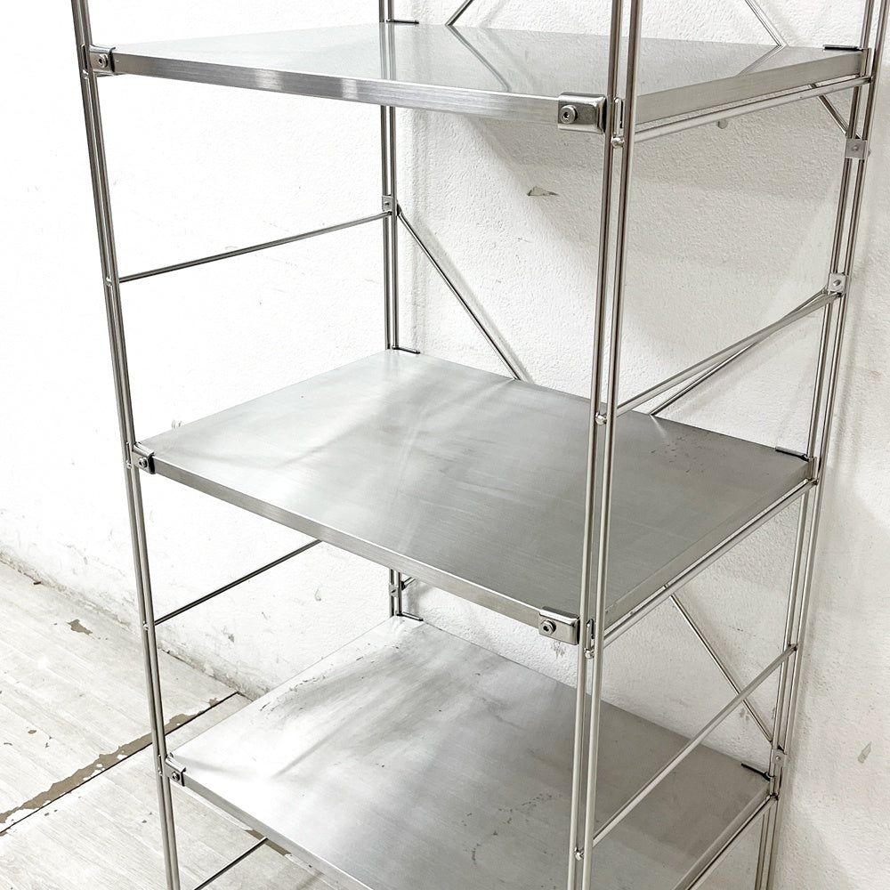 無印良品 MUJI ステンレスユニットシェルフ 棚板×6枚 W57cm H175.5cm 収納家具 ●