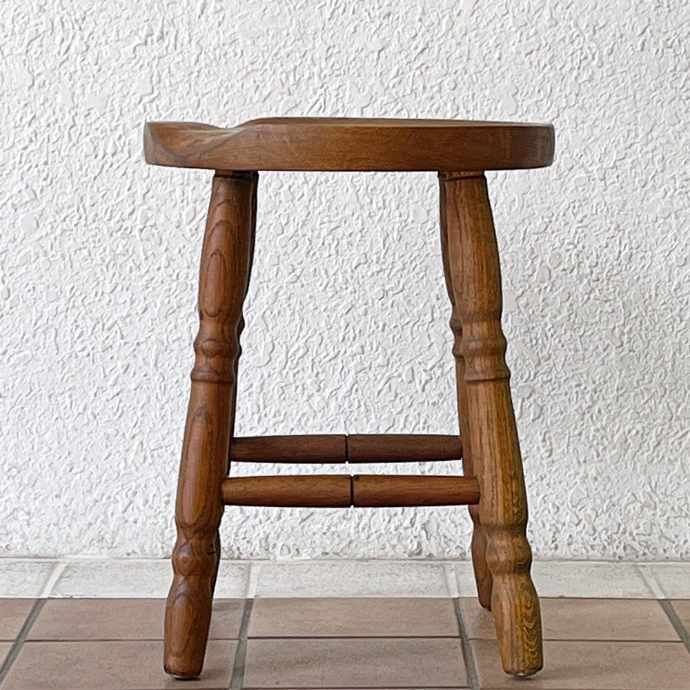 ビンテージ オーク無垢材 スツール ミルクスツール 腰掛け デンマーク クラシカルデザイン ◇