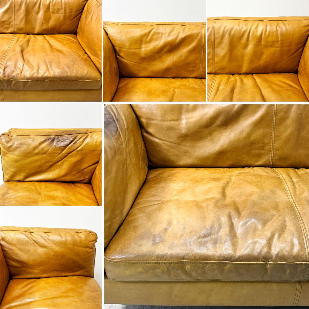 ハロ HALO レッジオ REGGIO 2P SOFA 2人掛けソファ W152cm レザー 本革 キャメル系 オールドサドルナッツカラー 英国家具 廃番 現状品 ●