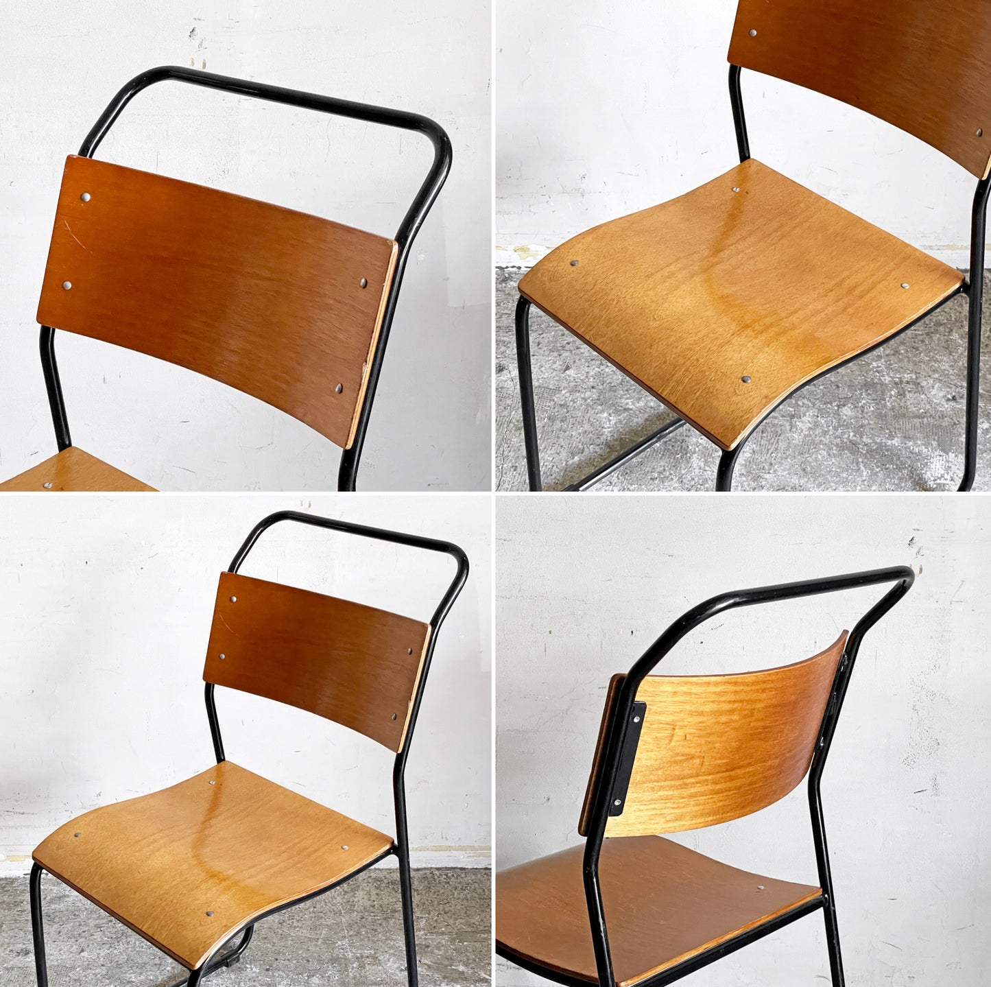 クラッシュゲート CRASH GATE ノットアンティークス Knot antiques ブルーノチェア RP6 BLUNO CHAIR スタッキングチェア プライウッド スチールレッグ ブラック 関家具 A ■